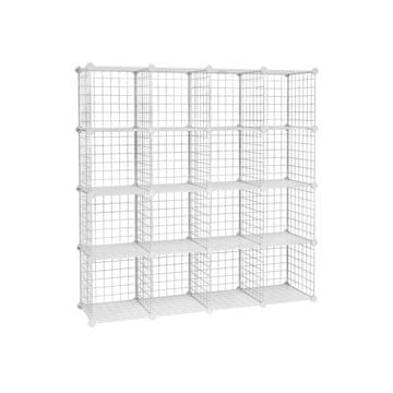 Songmics Polica za pohranu 16 kocki modularni žični organizator 123x31x123 cm bijela