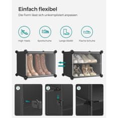 Songmics Polica za cipele 10 pregrada 32x165x125 cm Crna