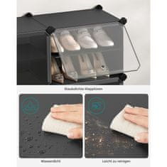 Songmics Polica za cipele 10 pregrada 32x165x125 cm Crna