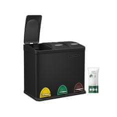 Songmics Kuhinjski kantu za smeće 3 u 1 s pedalom 465x295x405 cm Crni