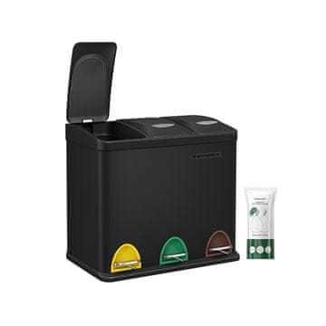 Songmics Kuhinjski kantu za smeće 3 u 1 s pedalom 465x295x405 cm Crni