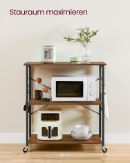 Songmics Kuhinjska polica na kotačima 40x80x89 cm smeđa