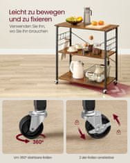 Songmics Kuhinjska polica na kotačima 40x80x89 cm smeđa