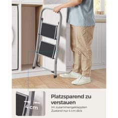 Songmics Sklopiva ljestve s 2 stepenice 455x82x55 cm siva