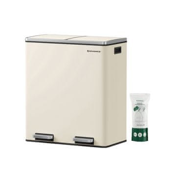 Songmics Kanta za smeće sustav za razdvajanje otpada 59x32.5x65.2 cm bijela