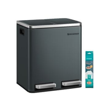 Songmics Kanta za smeće sustav za razdvajanje otpada 41x31.5x47 cm Zelena Siva