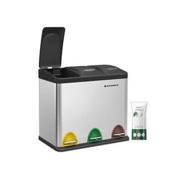 Songmics Kanta za smeće 3 u 1 s pedalom 465x405x295 cm srebrna