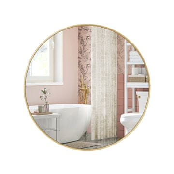 Songmics Zidno ogledalo okruglo 61x36 cm zlatni metal