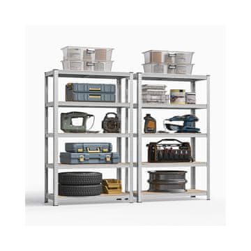 Songmics Set polica za pohranu 2 komada 180x90x40 cm srebrna