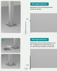 Songmics Podnožje za bočni nosač tende 200x400 cm sivo