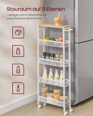 Songmics Pokretni kolica 5 razina 13x45.4x99.6 cm smeđa