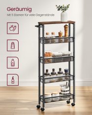 Songmics Pokretni kolica 5 razina 13x45.4x99.6 cm smeđa