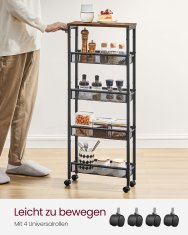 Songmics Pokretni kolica 5 razina 13x45.4x99.6 cm smeđa