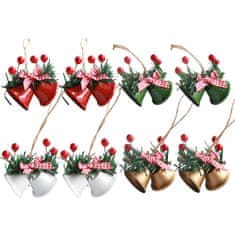 Nikcorp Božićni ukrasi zvona za bor, set 8 komada, mix 4 boje, visina 7 cm, dekorativni privjesci od plastike otporni na pucanje