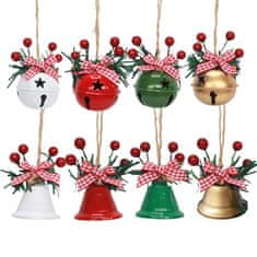 Nikcorp Božićni ukrasi za bor zvončića u setu od 8 komada, miješane boje (crvena, zlatna, srebrna i zelena), dva dizajna, 4.5-5 cm