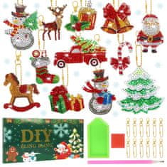 Nikcorp Božićni ukrasi Diamond Painting set za izradu 12 komada, kreativni DIY set za dijamantni vez sa šarenim kristalićima