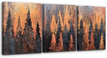 Nikcorp Zidna slika na platnu, set 3 komada, 50x70 cm, drveni okvir, motiv apstraktna šuma, HD tisak, moderna dekoracija za zid