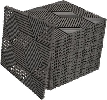 Nikcorp Podne pločice za garažu 20 komada 40x40cm, drenažne modularne podloge, set 3,2 m², visoka nosivost 3200 kg, crne, polipropilen