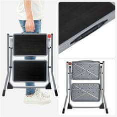 Songmics Dvostepena ljestve 2 stepenice 50x3.5x55.5 cm Siva