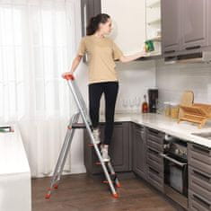 Songmics Preklopna ljestve 4 stepenice 44x835x143 cm Srebrna