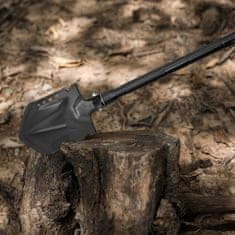 Nikcorp Višenamjenska survival kamping lopata 24u1, sklopiva taktička lopata s kompasom, manganski čelik, 83 cm, crna