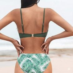 Nikcorp Ženski bikini set kupaći kostim, cvjetni uzorak i zelena boja, podesive naramenice i uklonjive košarice, veličina XL