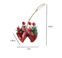 Nikcorp Božićni ukrasi zvona za bor, set 8 komada, mix 4 boje, visina 7 cm, dekorativni privjesci od plastike otporni na pucanje
