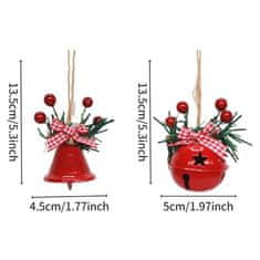 Nikcorp Božićni ukrasi za bor zvončića u setu od 8 komada, miješane boje (crvena, zlatna, srebrna i zelena), dva dizajna, 4.5-5 cm
