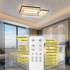Nikcorp LED stropna svjetiljka moderna geometrijska 90x50 cm, 68W, 8160 lm, prigušiva, s daljinskim upravljačem, crna/bijela