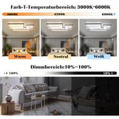 Nikcorp LED stropna svjetiljka moderna geometrijska 90x50 cm, 68W, 8160 lm, prigušiva, s daljinskim upravljačem, crna/bijela