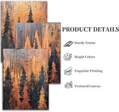 Nikcorp Zidna slika na platnu, set 3 komada, 50x70 cm, drveni okvir, motiv apstraktna šuma, HD tisak, moderna dekoracija za zid