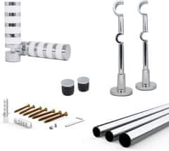 Nikcorp Dvostruka karniša teleskopska 70-120 cm, promjer 25/28 mm, srebrna metalna karniša s galvaniziranim premazom, nosivost 25 kg