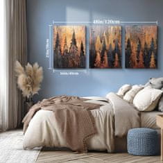 Nikcorp Slike na platnu set 3 komada 40x58 cm, zidna dekoracija za dnevni boravak, motiv apstraktna zlatna šuma, HD tisak