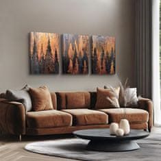 Nikcorp Slike na platnu set 3 komada 40x58 cm, zidna dekoracija za dnevni boravak, motiv apstraktna zlatna šuma, HD tisak