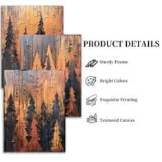 Nikcorp Slike na platnu set 3 komada 40x58 cm, zidna dekoracija za dnevni boravak, motiv apstraktna zlatna šuma, HD tisak