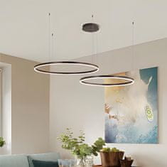 Nikcorp Moderni LED luster s 2 prstena, 40+60 cm, smeđa, DIY dizajn, daljinski upravljač, podesiva visina, 40W, 3000-6000K