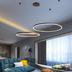 Nikcorp Moderni LED luster s 2 prstena, 40+60 cm, smeđa, DIY dizajn, daljinski upravljač, podesiva visina, 40W, 3000-6000K