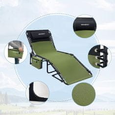 Nikcorp Sklopiva vrtna ležaljka za plažu s termo torbom i jastukom, podesiva u 5 položaja, čelična konstrukcija, nosivost 120 kg, zelena