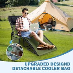 Nikcorp Sklopiva vrtna ležaljka za plažu s termo torbom i jastukom, podesiva u 5 položaja, čelična konstrukcija, nosivost 120 kg, zelena