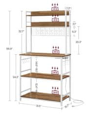 Songmics Kuhinjska polica 40x80x170 cm smeđa