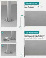 Songmics Bočni tende 140x300 cm siva