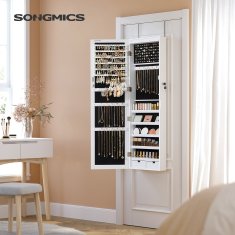 Songmics Zidni ormar za nakit s ogledalom 37x10x120 cm bijeli