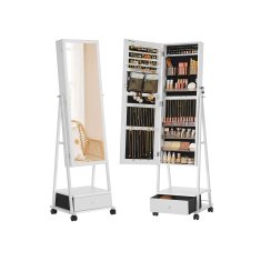 Songmics Ormarić za nakit s ogledalom pune dužine 415x37x1525 cm bijeli