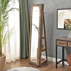 Songmics Ormarić za nakit s ogledalom pune dužine 37x95x155 cm smeđi