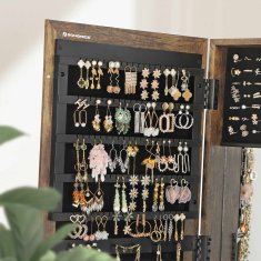 Songmics Ormarić za nakit s ogledalom pune dužine 37x95x155 cm smeđi