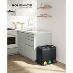 Songmics Kuhinjski kantu za smeće 3 u 1 s pedalom 465x295x405 cm Crni