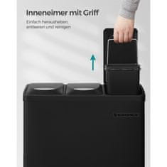 Songmics Kuhinjski kantu za smeće 3 u 1 s pedalom 465x295x405 cm Crni