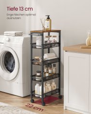 Songmics Pokretni kolica s 5 polica 22x454x996 cm smeđa