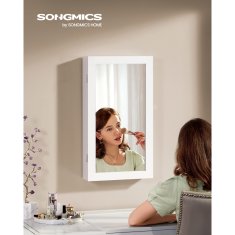 Songmics Ormarić za nakit s ogledalom 67x37x105 cm bijeli
