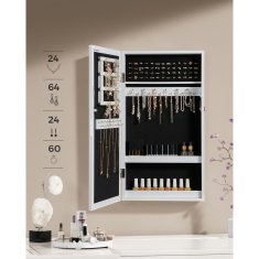 Songmics Ormarić za nakit s ogledalom 67x37x105 cm bijeli